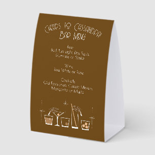 Cap Cocktail Graduation Party Brown Bar Menu Paper Table Tent