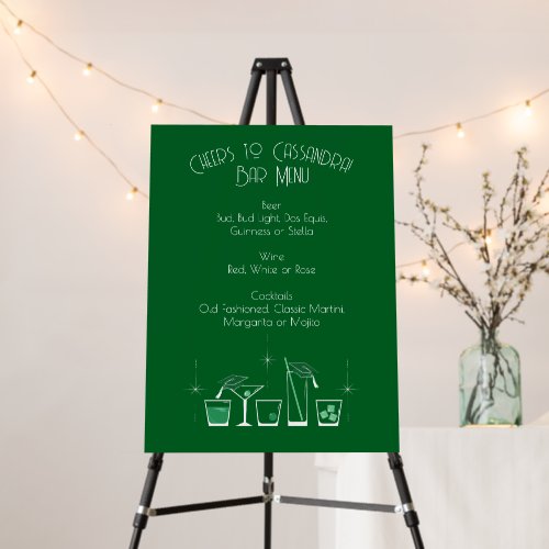 Cap Cocktail Graduation Party Dark Green Bar Menu Foam Board