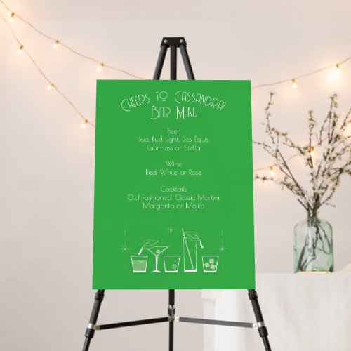 Cap Cocktail Graduation Party Green Bar Menu Foam Board
