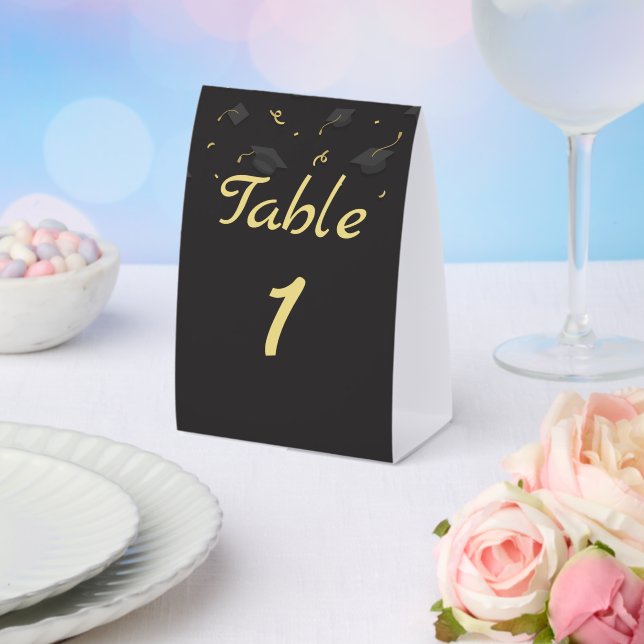 Cap & Confetti Graduation Paper Table Tent (Insitu(Wedding))