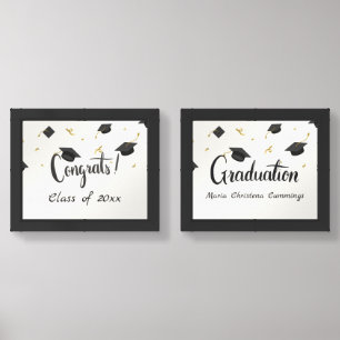 Cap & Confetti Graduation White Wall Art Sets