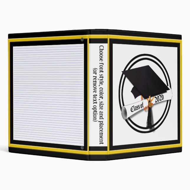 Cap Diploma Class of 2026 Graduation 3 Ring Binder (Background)