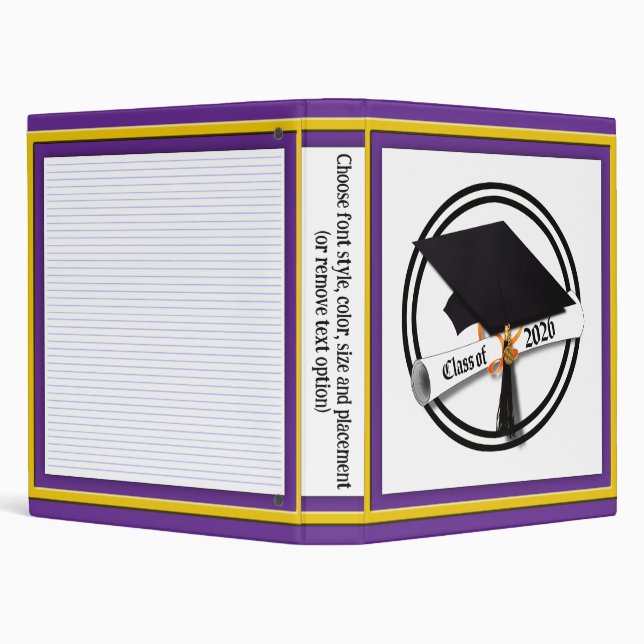 Cap Diploma Class of 2026 Graduation 3 Ring Binder (Background)