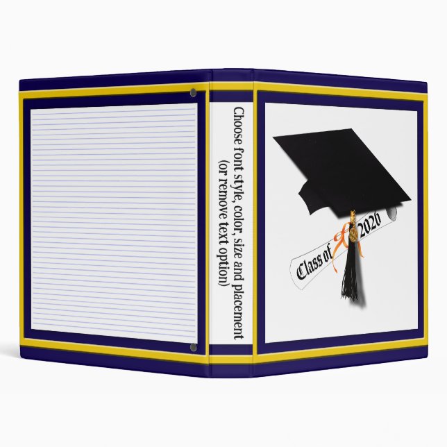 Cap Diploma Class of 2026 Graduation 3 Ring Binder (Background)