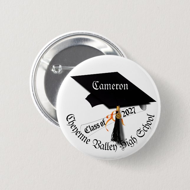 Cap Diploma Class of 2027 Graduation Button (Front & Back)