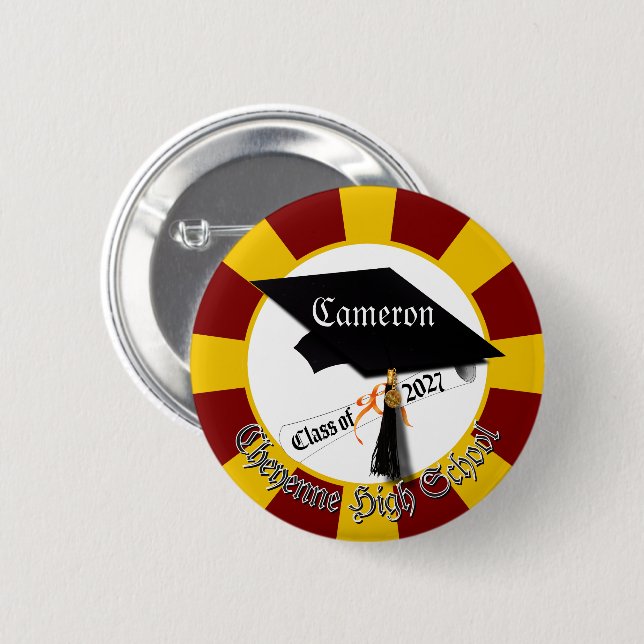 Cap Diploma Class of 2027 Graduation Button (Front & Back)