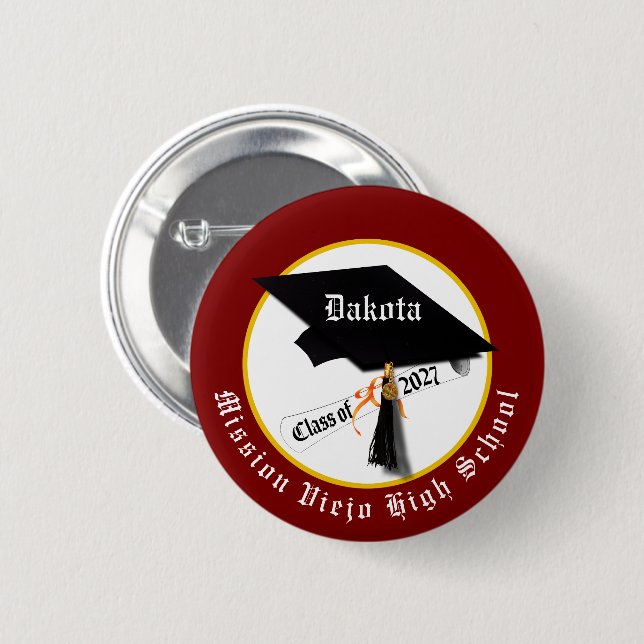 Cap Diploma Class of 2027 Graduation Button (Front & Back)