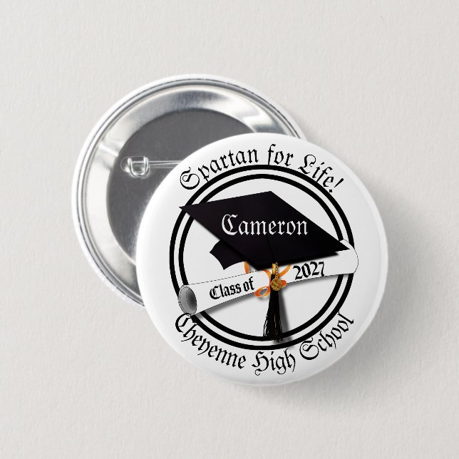 Cap Diploma Class of 2027 Graduation Button (Front & Back)