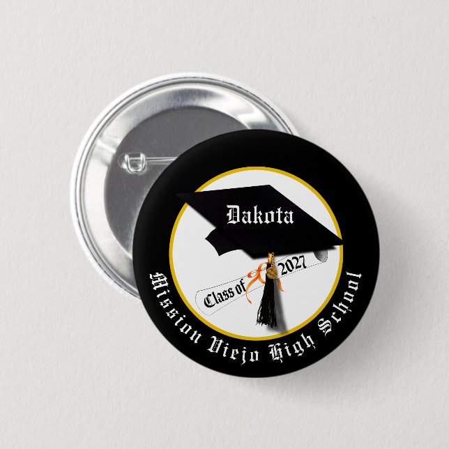 Cap Diploma Class of 2027 Graduation Button (Front & Back)