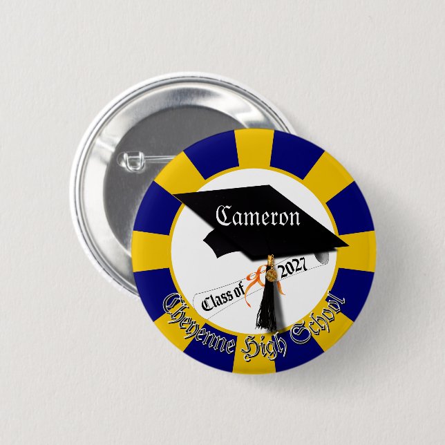 Cap Diploma Class of 2027 Graduation Button (Front & Back)