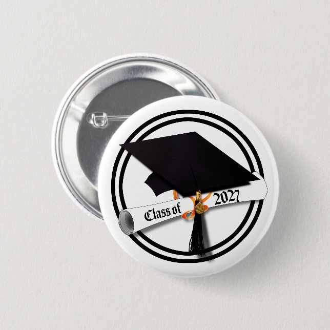Cap Diploma Class of 2027 Graduation Button (Front & Back)