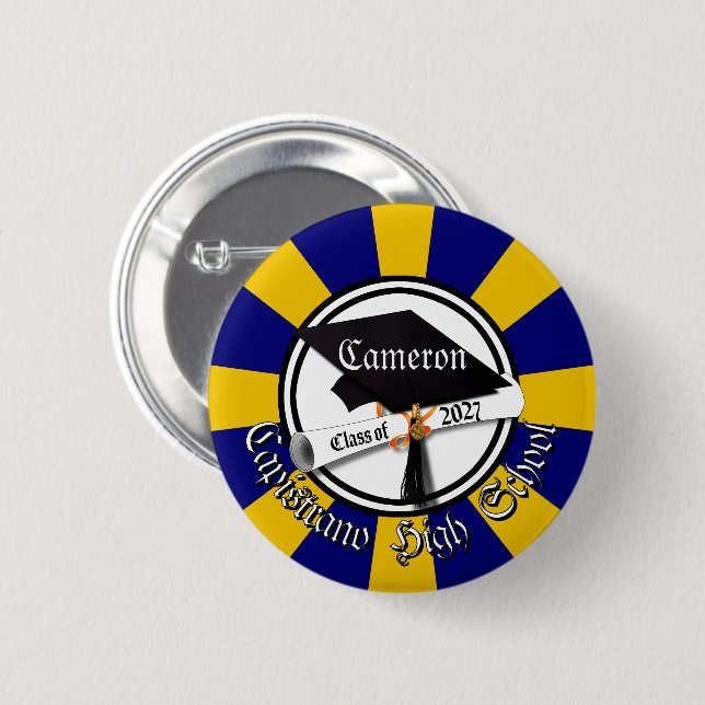 Cap Diploma Class of 2027 Graduation Button (Front & Back)