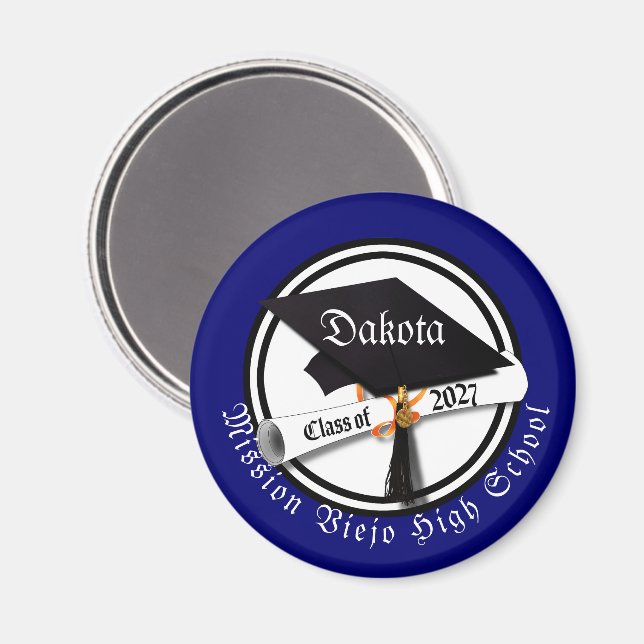 Cap Diploma Class of 2027 Graduation Magnet (Front/Back)