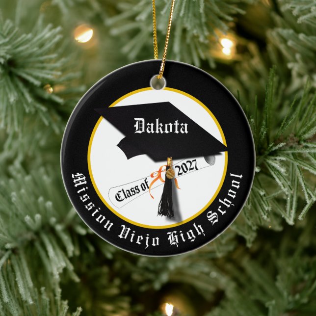 Cap Diploma Class of 2027 Photo Graduation Ceramic Ornament (Tree)