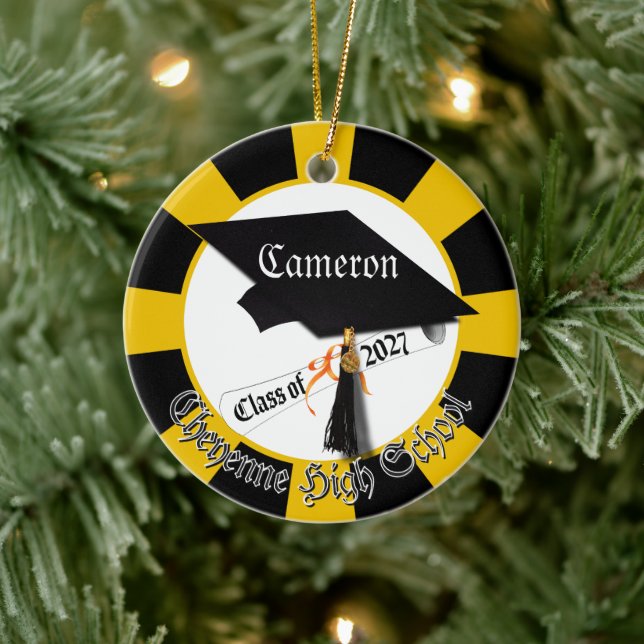Cap Diploma Class of 2027 Photo Graduation Ceramic Ornament (Tree)