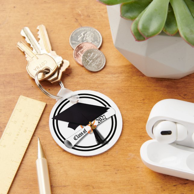 Cap Diploma Class of 2027 Photo Graduation Keychain (Desk)