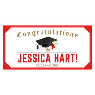 Cap&Diploma Congratulations Graduate Banner-Red  