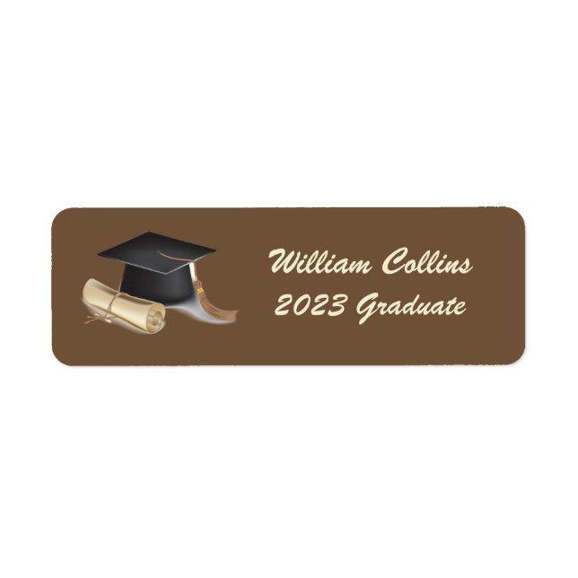 Cap & diploma graduate postage stamp label (Front)