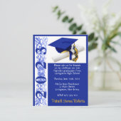 Cap & Diploma, Royal Blue/Gold Graduation Invitation (Standing Front)
