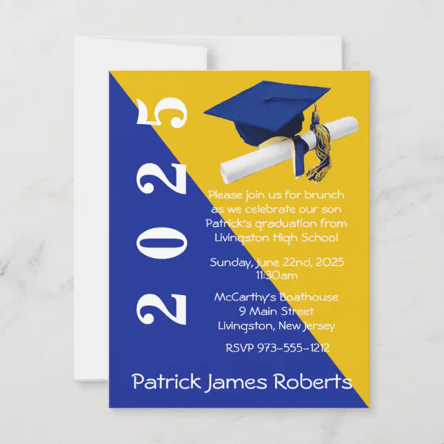 Asn Rda Invitation Cap & Diploma, Royal Blue & Gold Graduation Invitation | Zazzle