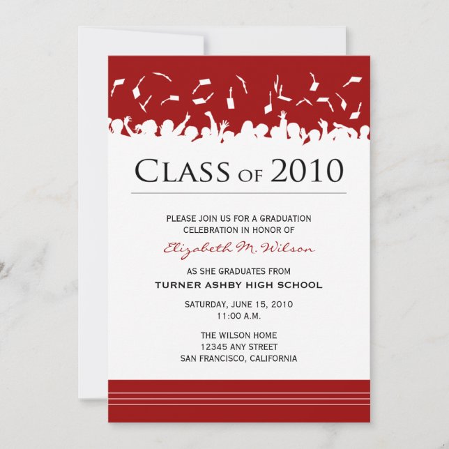 Cap & Gown 2011 Graduation Announcement (red) (Front)
