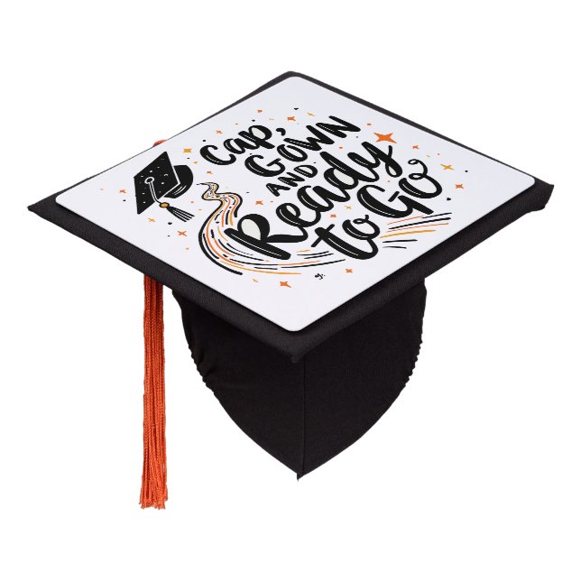  Cap, Gown, and Ready to Go Graduation Cap Topper (Angled)