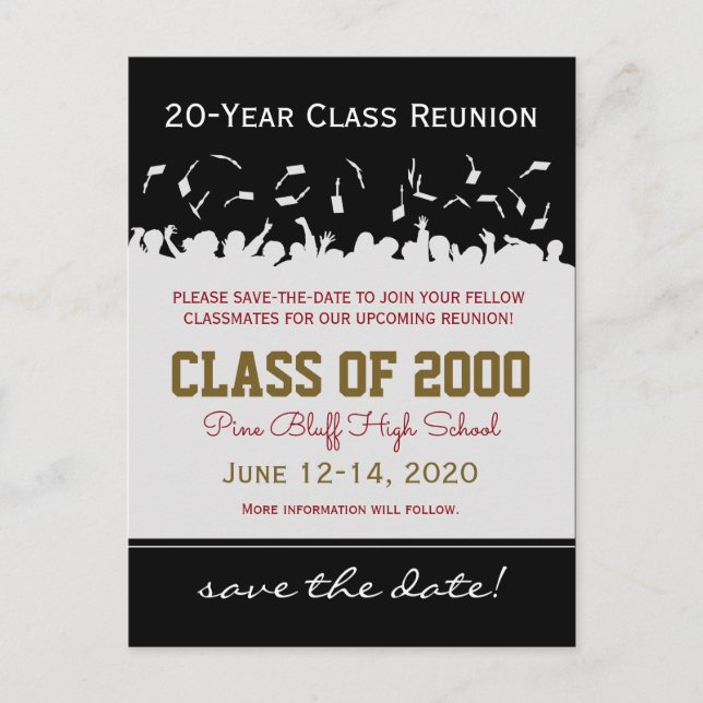 Cap & Gown Class Reunion Save-the-Date Postcard (Front)