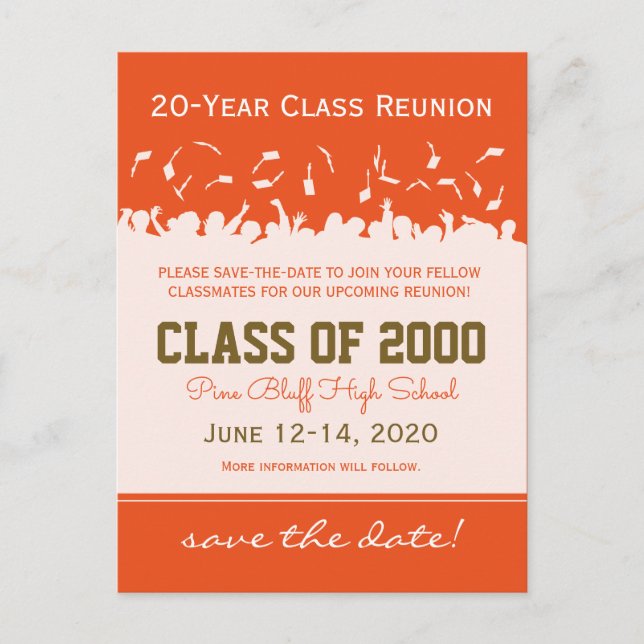 Cap & Gown Class Reunion Save-the-Date Postcard (Front)