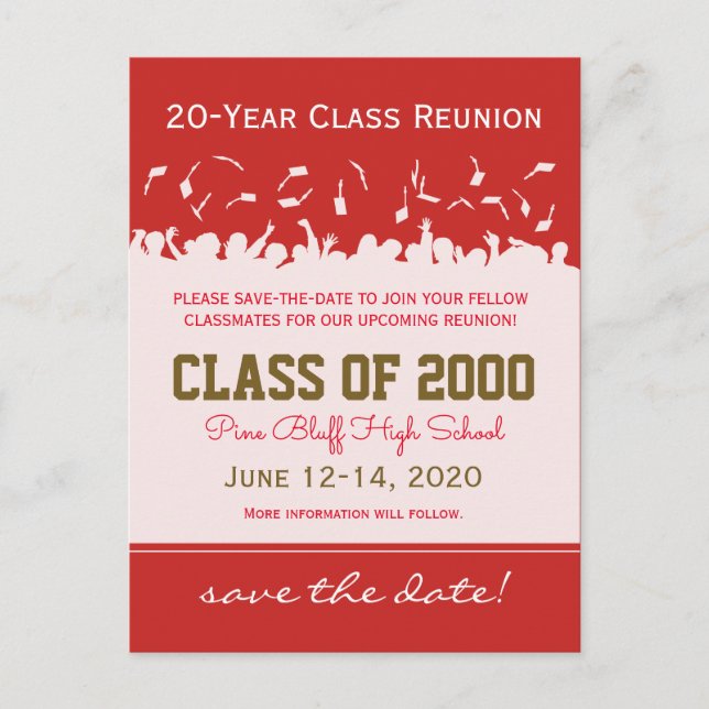 Cap & Gown Class Reunion Save-the-Date Postcard (Front)