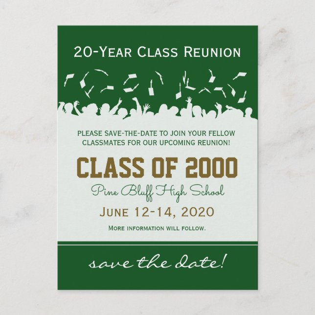 Cap & Gown Class Reunion Save-the-Date Postcard (Front)