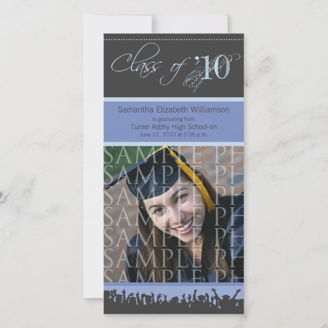 Cap & Gown Graduation Photo Announcement (lilac) (Front)