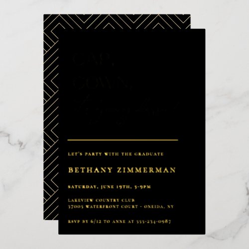 Cap Gown It's Going Down Graduation Party Foil Invitation