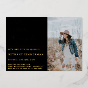 Cap Gown It's Going Down Graduation Party Foil Invitation