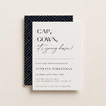 Cap Gown It's Going Down Graduation Party Invitation<br><div class="desc">CAP,  GOWN,  it's going down! Contemporary graduation party invitation. Modern typography design on ivory and midnight blue color backgrounds with faux gold geometric pattern backing.</div>