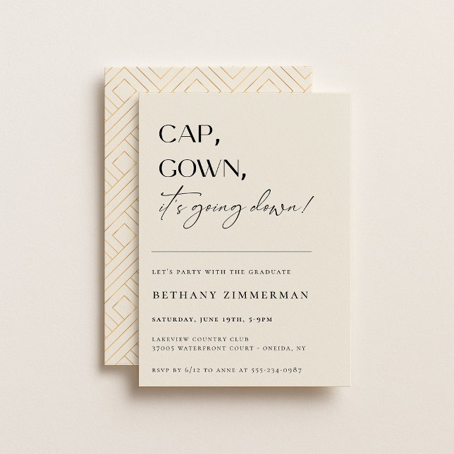 Cap Gown It's Going Down Graduation Party Invitation (Creator Uploaded)