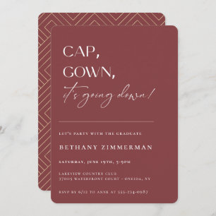 Cap Gown It's Going Down Graduation Party Invitation