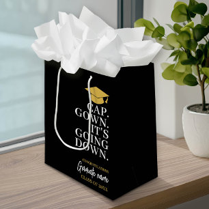 Cap Gown It's Going Down - Name Modern Graduation Medium Gift Bag