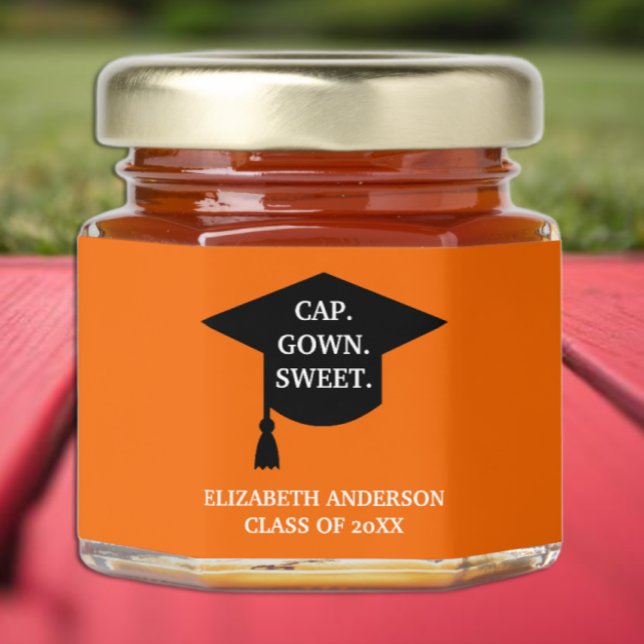 Cap. Gown. Sweet. Graduation Honey Jar Favors (Creator Uploaded)