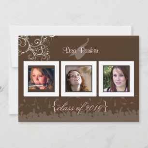 Cap + Gown + Swirls Graduation Invitation /Photos