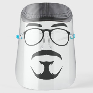 Cap Hat Casket - Beard with Mustache and Glasses Face Shield