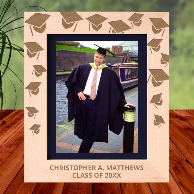 Cap N Tassel Cascade 8x10P Cool Graduation Picture Engraved Frames (A cascade of caps and tassels sets this etched graduation picture frame apart)
