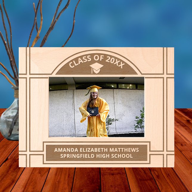 Cap N Tassel Stylish Arch 6x4L Graduation Picture Engraved Frames (Add your grad's info to this custom etched graduation picture frame for a one of a kind keepsake)