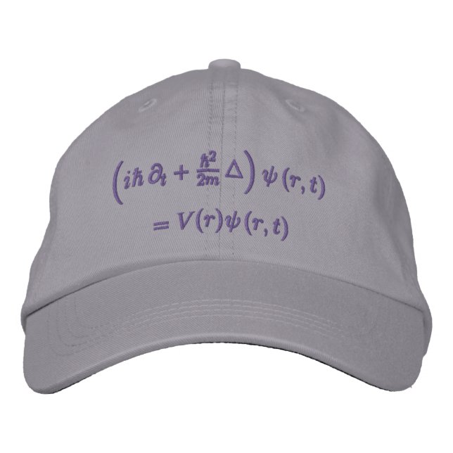 Cap, Schrodinger equation, Dark Gray Embroidered Baseball Cap (Front)