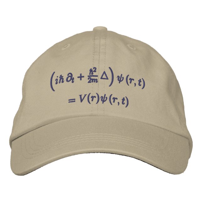 Cap, Schrodinger wave equation, charcoal thread Embroidered Baseball Hat (Front)