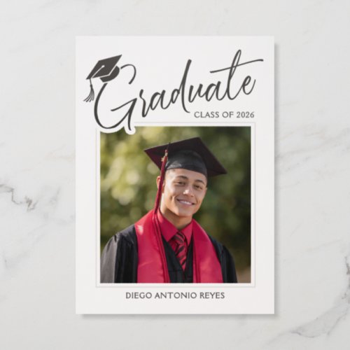 Cap Script Letterpress Graduation Announcement