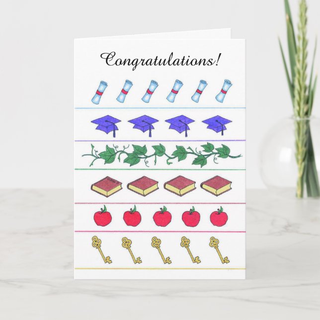 Cap symbol lines graduation customizable card (Front)
