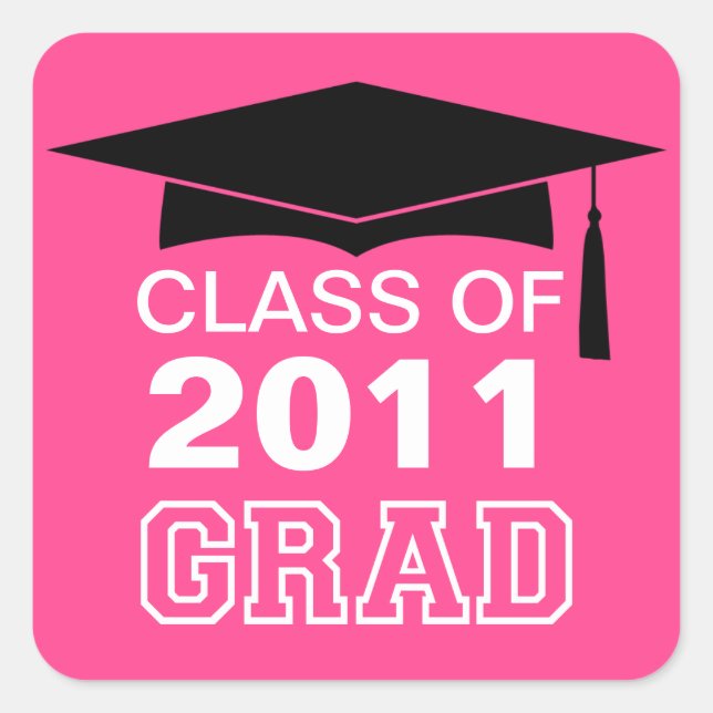 Cap & tassel pink class year graduation gift tag (Front)