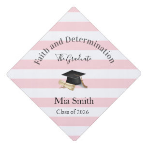 Cap Topper Graduation Hat Pink Stripe Class 2026