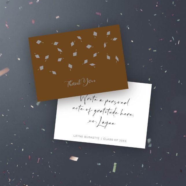 Cap Toss Brown & Gray Thank You Card (Creator Uploaded)