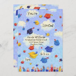 Cap Toss Graduation Party Invitation
